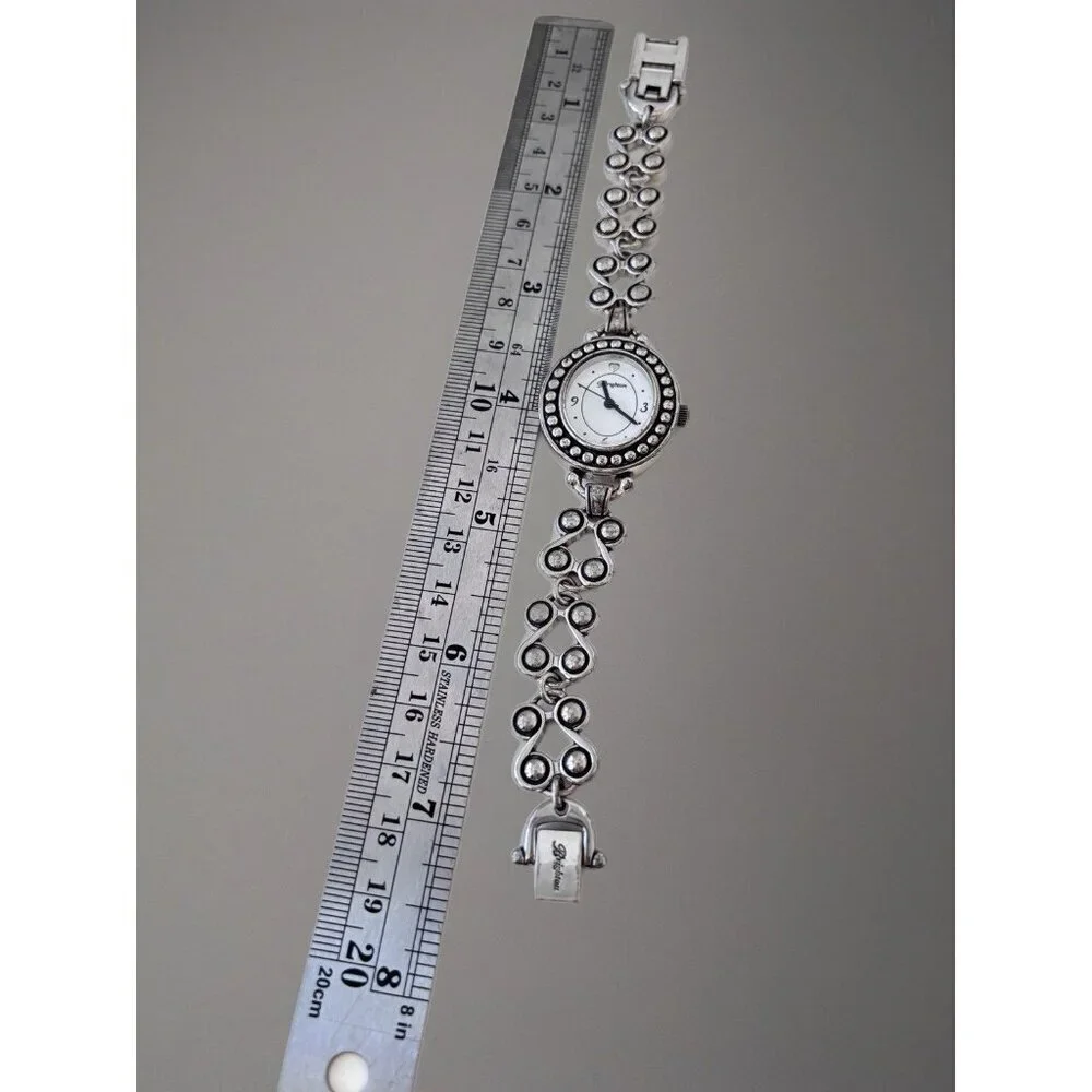 Brighton ALAMEDA Silver Oval Face TAOS Link Band Watch New Battery Works